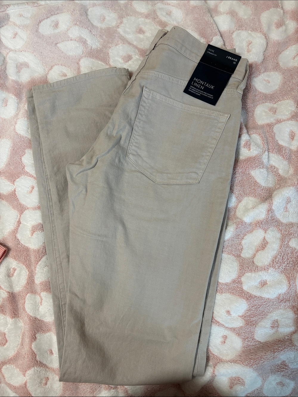 J Brand Montauk Linen Straight Leg Jeans in Light Beige